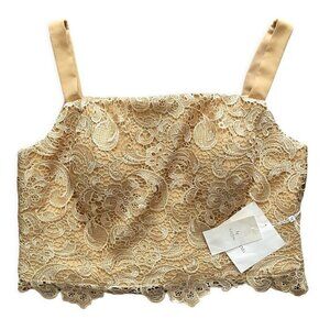 Lan Ting LT NWT Mother Of The Bride Top‎ Womens Plus 20W Gold Lace Knit Cropped